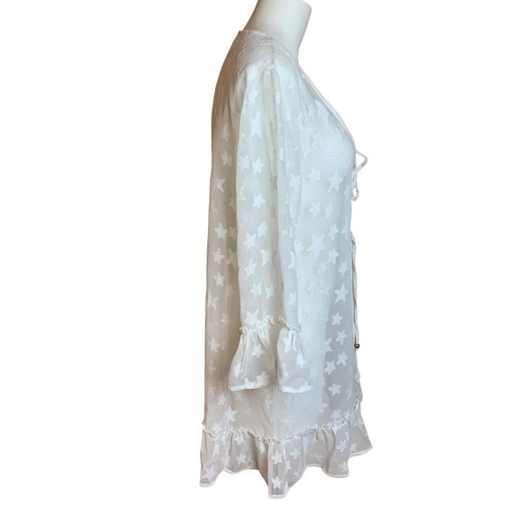 Club Z Collection White Sheer Star Beach Cover- Up - Sz M - Picture 2 of 16